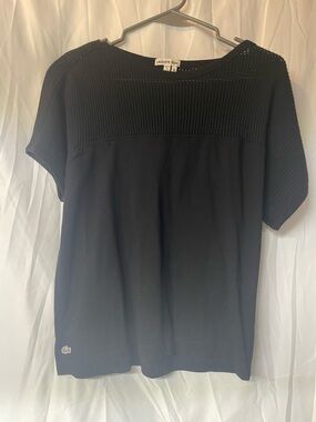 Lacoste Black Short-Sleeve Knit Yoke Tee